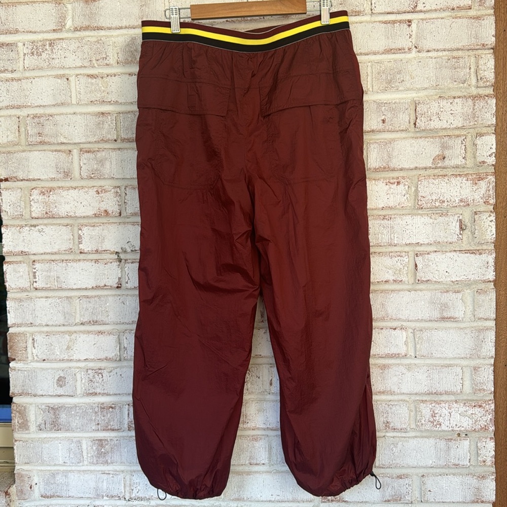 Free People Maroon Wide-Leg Drawstring Hem Track Pants - Picture 10 of 10